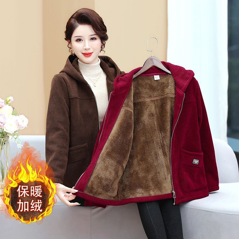 Caramel Color Velvet Thickeneded Sportswear Suit for Women Autumn and Winter 2025 New Fashionable Casual Casual Hooded Two-Piece Set