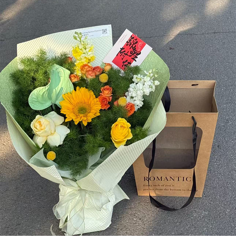 Bolsa de mano de ventana trapezoidal nuevo Qixia día de San Valentín paquete de flores bolsa de regalo bolsa de mano trapezoidal transparente alta