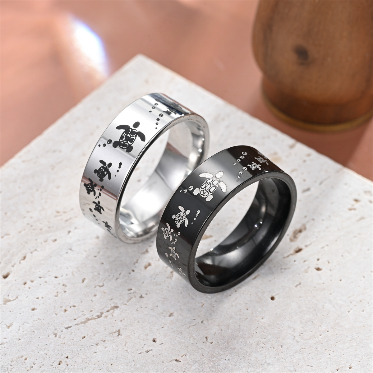 13g Weight Rings Classification Simple Style Commute Tortoise Round Titanium Steel Unisex Rings