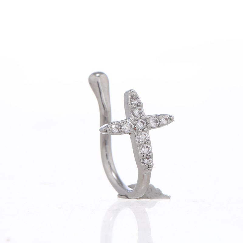 Fashion Moon Crown Alloy Inlay Zircon Nose Ring 1 Piece
