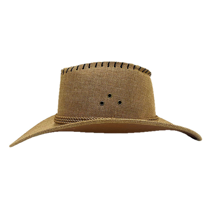 Vintage cowboyhatt i halm för män med brett brätte sommar_voghion.com