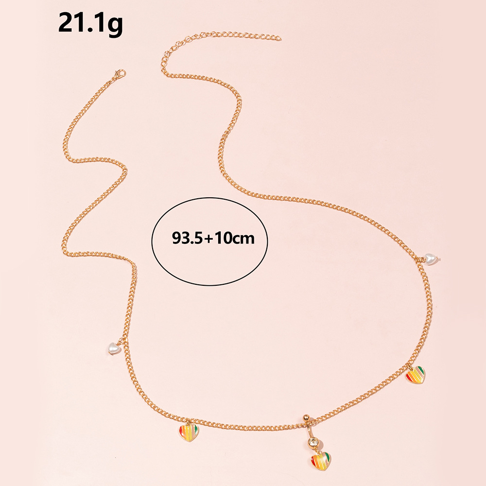 Women's Fashion Simple Style Heart Butterfly Shell Alloy Waist Chain Plating Artificial Pearls display picture 5