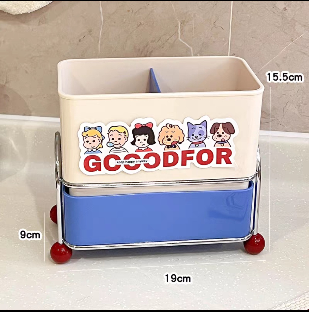 금속젓가락통 [블루+GOOODFOP 스티커]