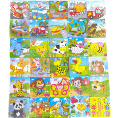 Best-selling wooden jigsaw puzzle, flat jigsaw puzzle, children's cartoon animal puzzle 9 pieces 16 pieces manufacturer