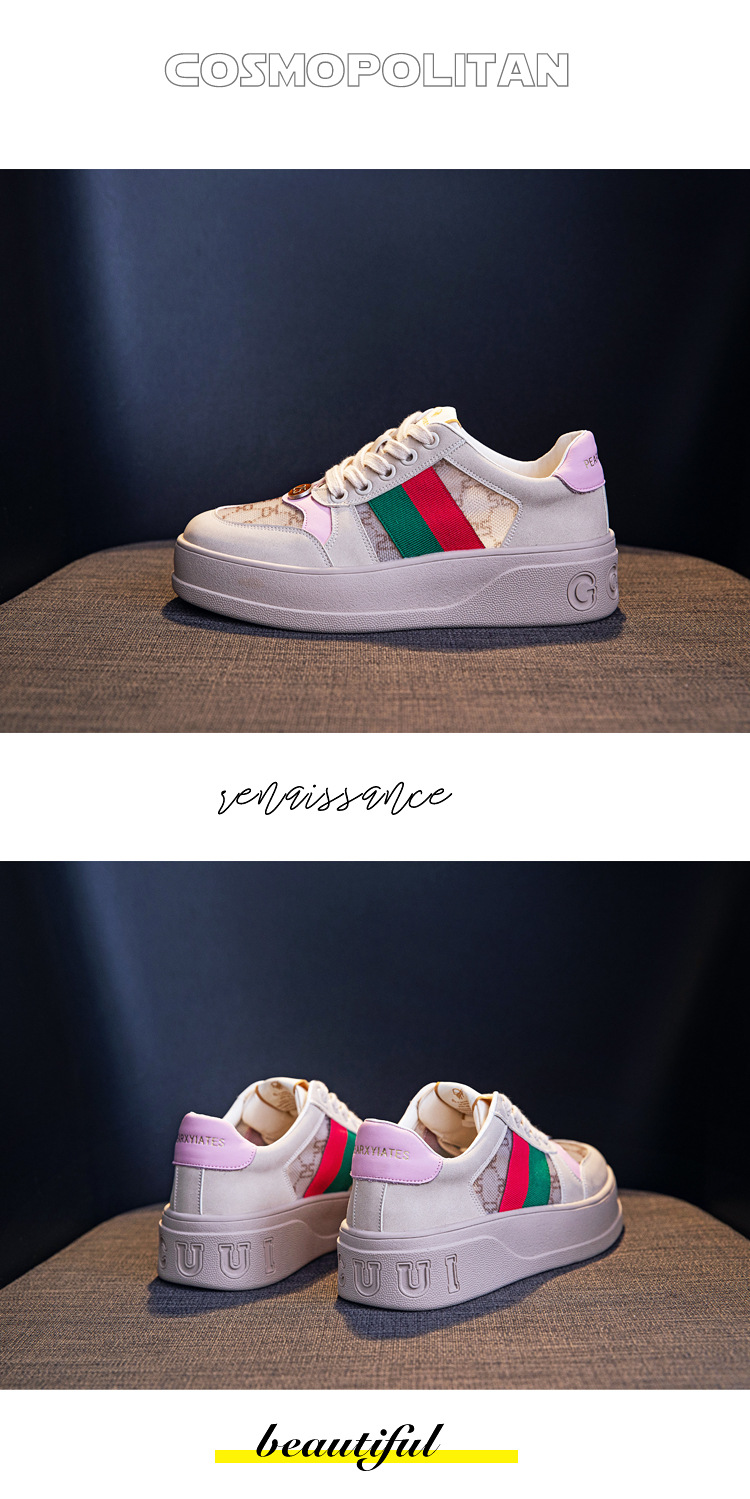 2023 Spring And Autumn New Leather Thick-soled Sneakers Women&#39;s Net red sponge cake dirty shoes European goods mesh women&#39;s shoes tide_voghion.com