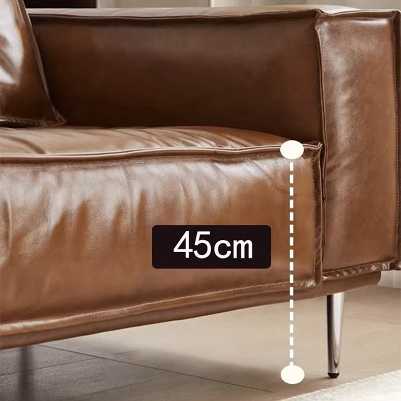 Foshan muebles italianos de lujo retrógrado sofá de piel de cera de aceite pequeño tipo de sala de estar simple sofá de piel de vaca image 4