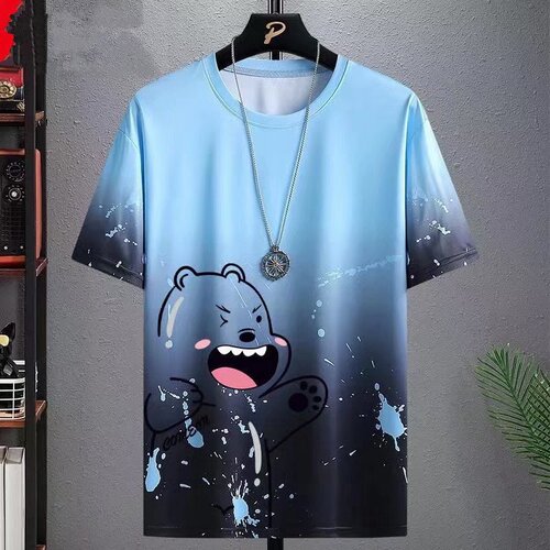 Summer Men's Fashion New Trend Streetwear Ice Silk Short Sleeve Ins Casual Summer Versatile Youth Men Loose T-Shirt