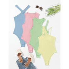 M 45760 Sleeves Round Neck Bodysuit Top ���屳��