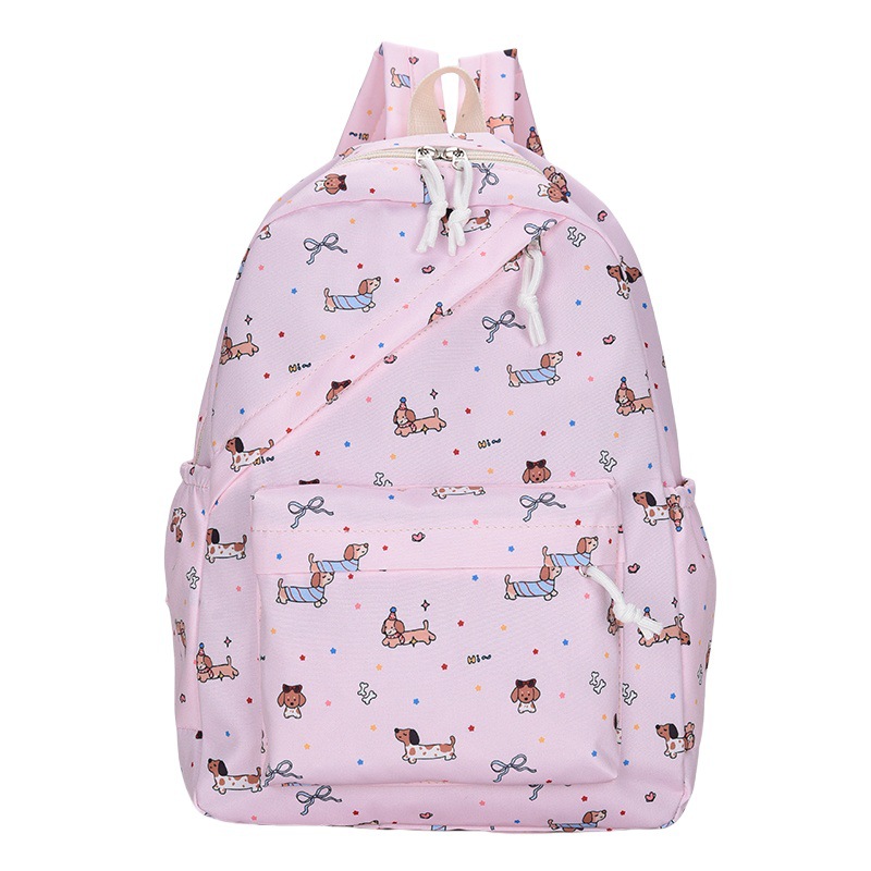 Nueva mochila escolar femenina con estampado de dibujos animados, mochila de tres piezas para estudiantes de secundaria y preparatoria, mochila de viaje de gran capacidad