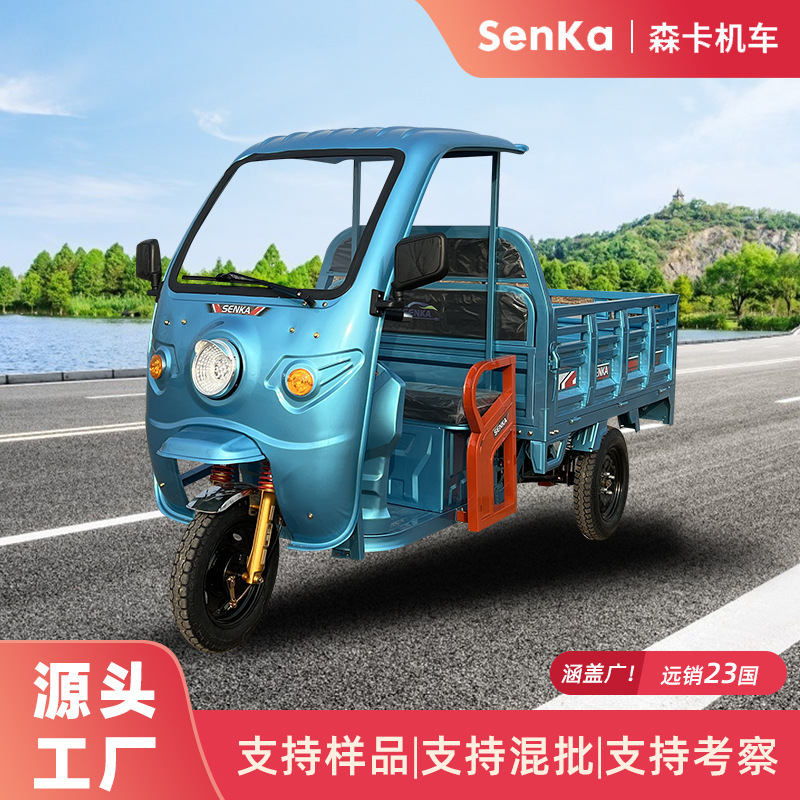 Three-wheeled electric vehicle for transporting goods and passengers, pulling heavy loads, suitable for farm and export use, a new popular model with a canopy Three-wheeled electric vehicle for transporting goods and passengers, pulling heavy loads, suitable for farm and export use, a new popular model with a canopy