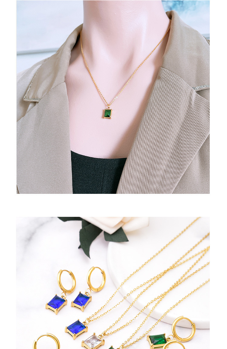 Fashion Geometric Titanium Steel Pendant Necklace Inlay Zircon Stainless Steel Necklaces 1 Piece 1 P