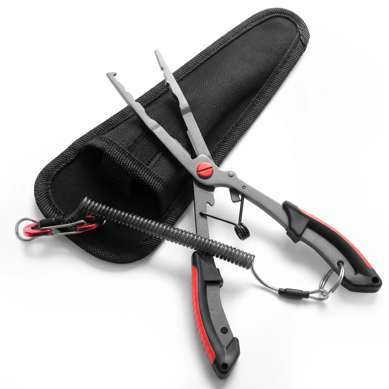 Lure pliers, fishing scissors, fish gripper, Teflon line cutter, steel ring opener, hook remover, three-in-one stainless steel