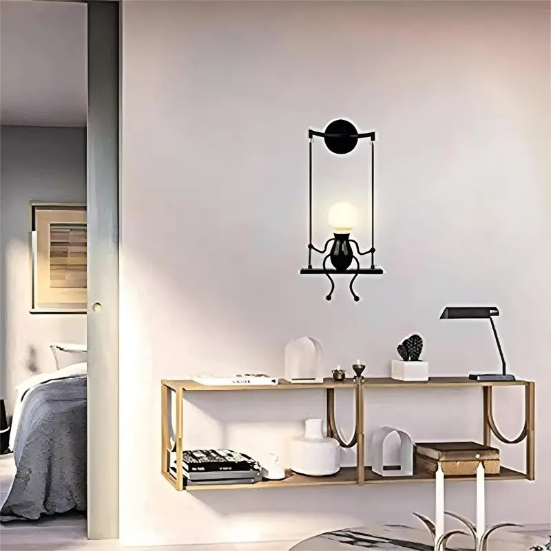 Fuente transfronteriza de niños lámpara de pared creativa simple moderna sala de estar dormitorio lámpara de cabezal de cama pasillo escalera lámpara de hierro forjado