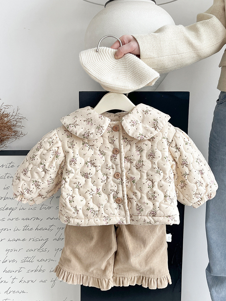 Children's fleece quilted keep warm winter down jacket