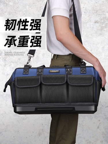 Durable and Versatile Electrician's Tool Bag with Thick Canvas and Wooden Features for Professional Use