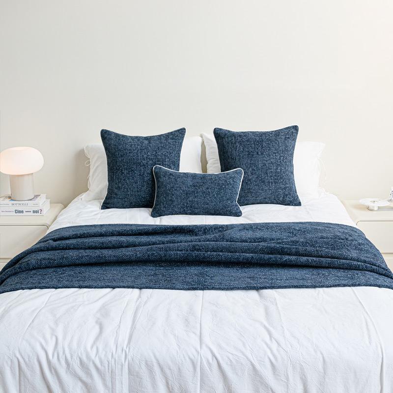 Modern Simple Silent Wind dark blue Texture High-end Hotel Homestay Bed Pillow Cushion Blanket Bed End Towel