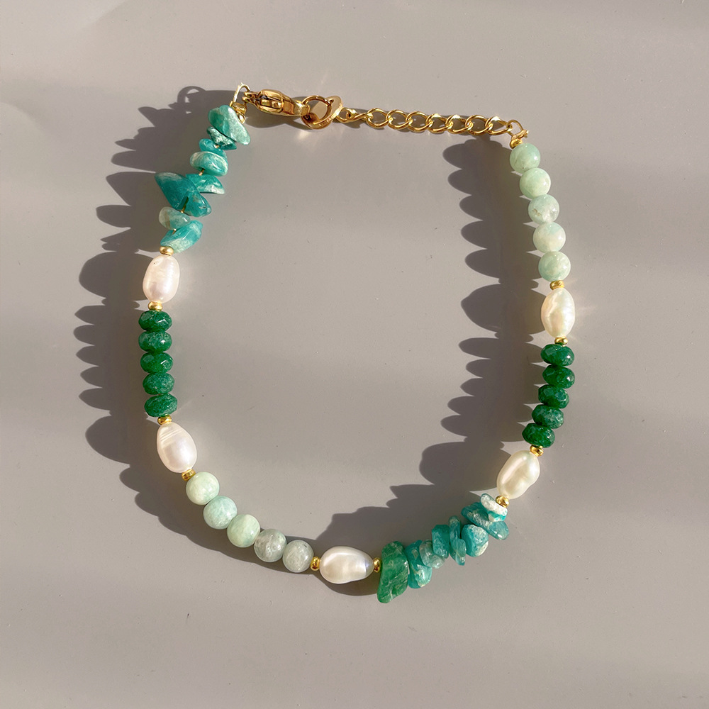 Fashion Irregular natural stone Titanium Steel Patchwork Bracelets 1 Piece