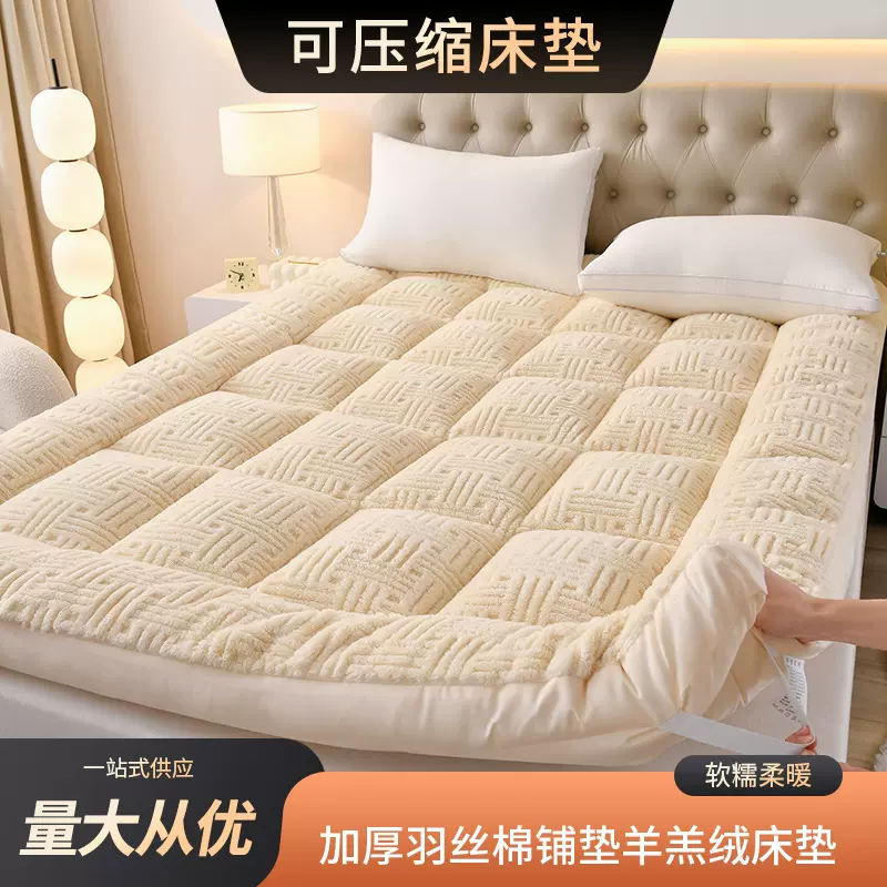 加厚羽丝棉铺垫羊羔绒羽丝绒床垫床褥子多功能席梦思铺被软床垫子