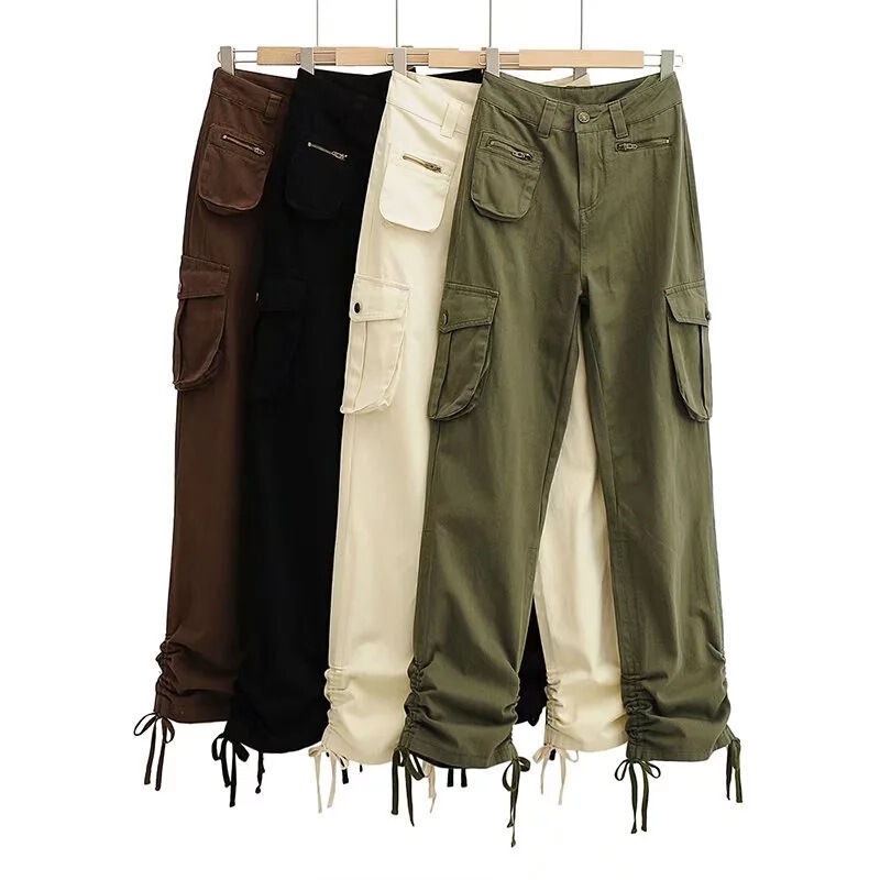 Cargo Pants High Waist Loose Plaid Multi-Pocket Trendy Fashion Casual Trousers Women 2022 Summer New Wholesale Cargo Pants High Waist Loose Plaid Multi-Pocket Trendy Fashion Casual Trousers Women 2022 Summer New Wholesale