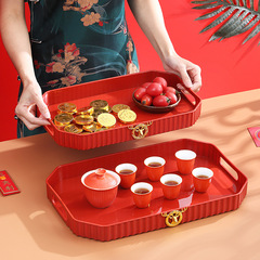 Yimai household Chinese light luxury wedding tray square living room tea tray New Year dried fruit tray snack snacks candy tray