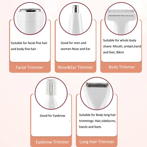 New multifunctional hair remover rechargeable women's shaver electric hair removal instrument nose hair eyebrow trimming set private parts wholesale