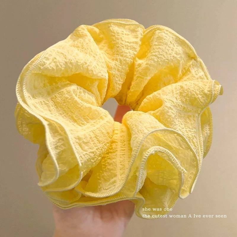 81# bright yellow vanilla ice cream seersucker hair tie - approximately 16cm