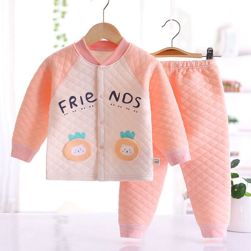 Baby thermal underwear set for autumn and winter, air cotton home wear, autumn top and pants with padding, children's baby thermal underwear Baby thermal underwear set for autumn and winter, air cotton home wear, autumn top and pants with padding, children's baby thermal underwear