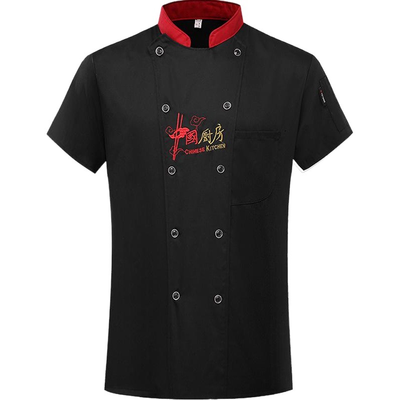 Ropa de chef de manga corta, cocina de verano, restaurante, ropa de trabajo de chef de restaurante, ropa de cocina de comedor escolar de manga larga, gran tamaño al por mayor
