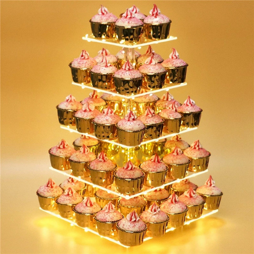Acrylic Cupcake Stand with Led Lights for Birthday Parties and Weddings, Dessert Stand, Model 617-618