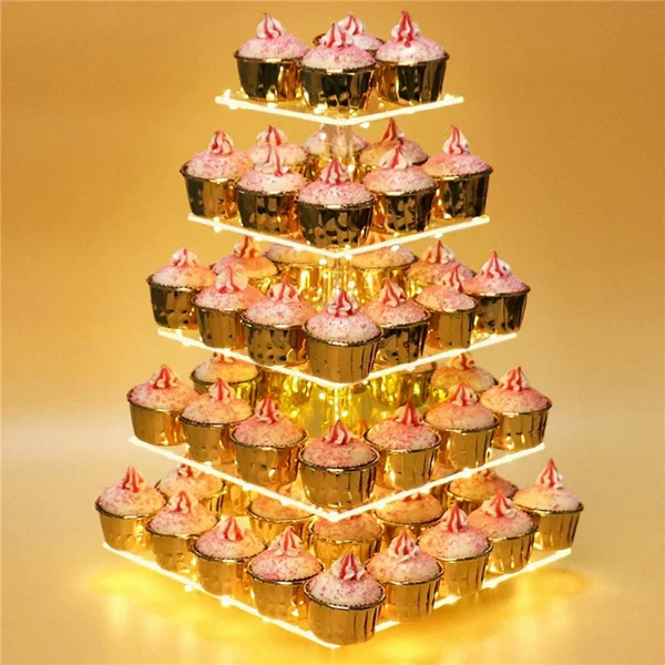 Acrylic Cupcake Stand with Led Lights for Birthday Parties and Weddings, Dessert Stand, Model 617-618