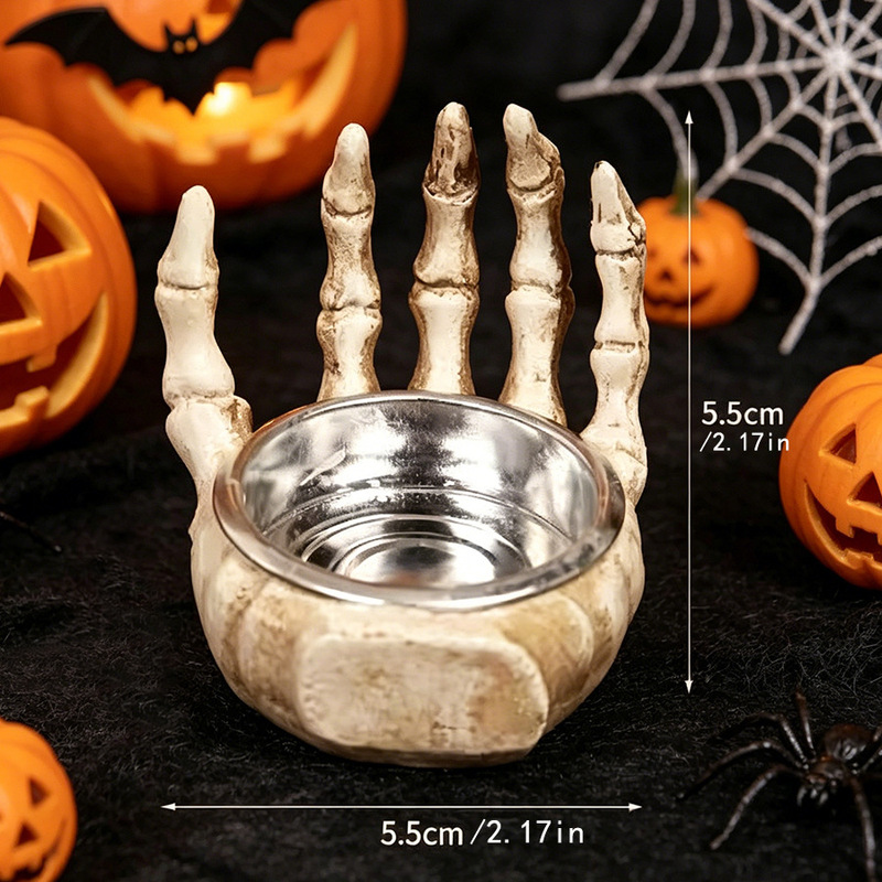 Cross-Border Hot-Selling Halloween Skeleton Hand Resin Candle Holder Creative Desktop Decoration Party Atmosphere Light Cross-Border Hot-Selling Halloween Skeleton Hand Resin Candle Holder Creative Desktop Decoration Party Atmosphere Light