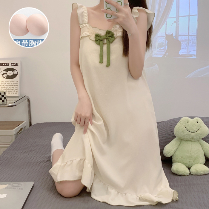 Nuevo camisón de mujer vestido de longitud media nuevo lindo fresco estudiante homewear vestido de comercio exterior se puede enviar en nombre