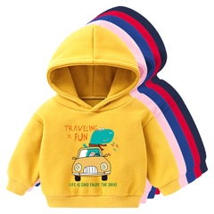 Cross-border exclusive children's hooded sweatshirt with thermal padding, new spring cartoon print children's clothing for middle and small children, long-sleeved top