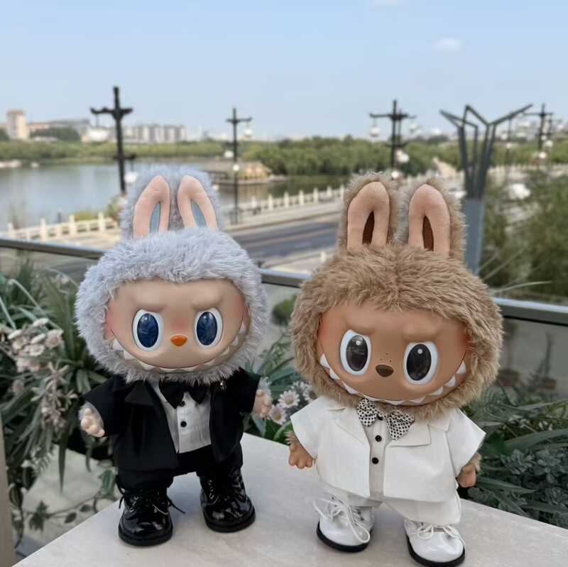 38cm Labubu Doll Suit Wedding Dress Bride and Groom Wedding Doll Clothes Replacement