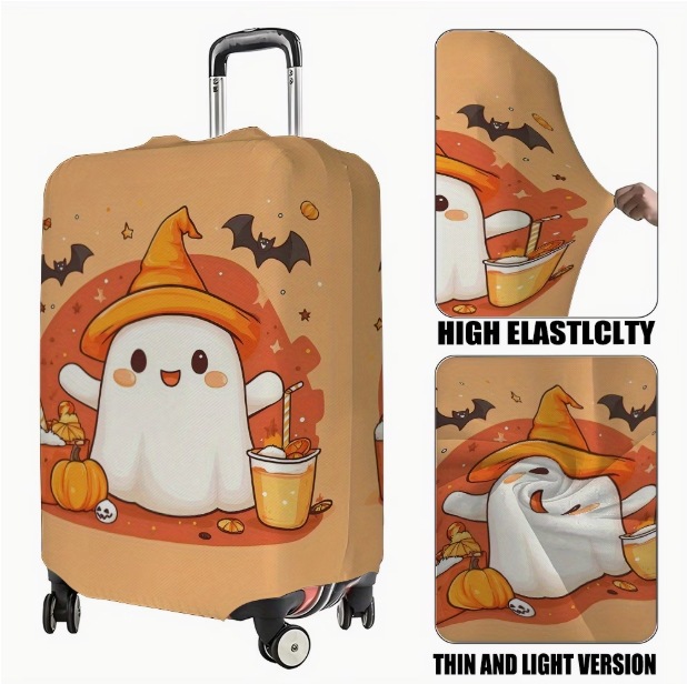 Cute Halloween Ghost Pumpkin Luggage Cover Elastic Fabric Anti-Scratch Anti-Dust Trolley Case Protector Factory Direct Supply