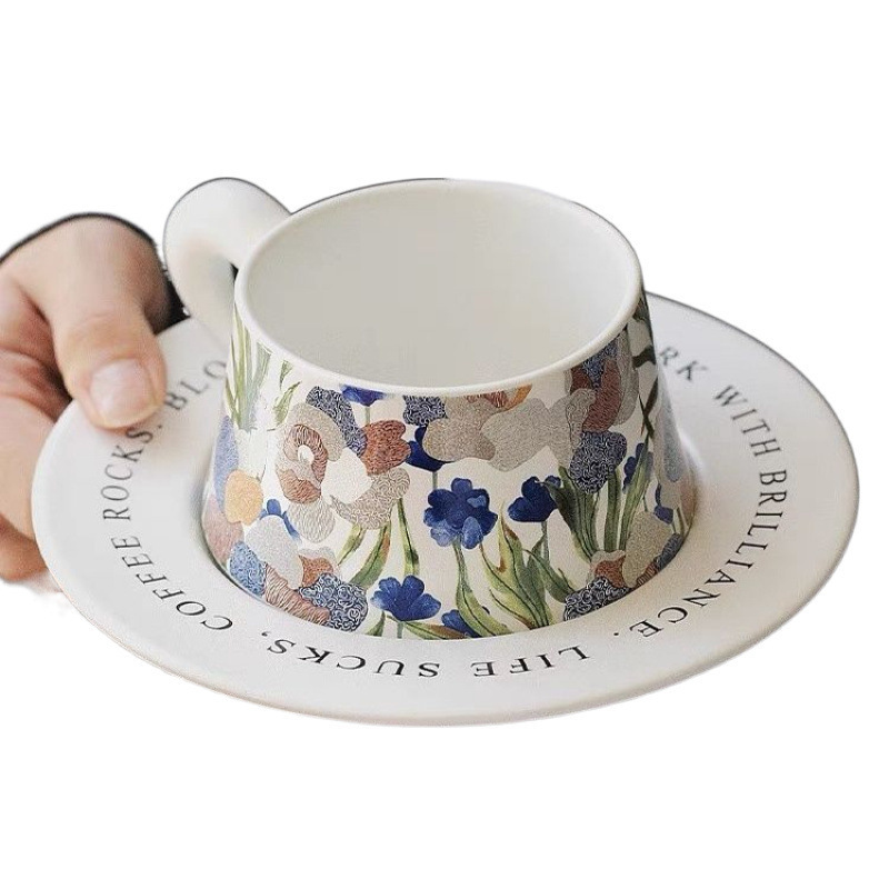 French-Style Vintage Designer Coffee Cup and Saucer with Antique Floral Ceramic Latte Cup as a Gift for a Close Friend French-Style Vintage Designer Coffee Cup and Saucer with Antique Floral Ceramic Latte Cup as a Gift for a Close Friend