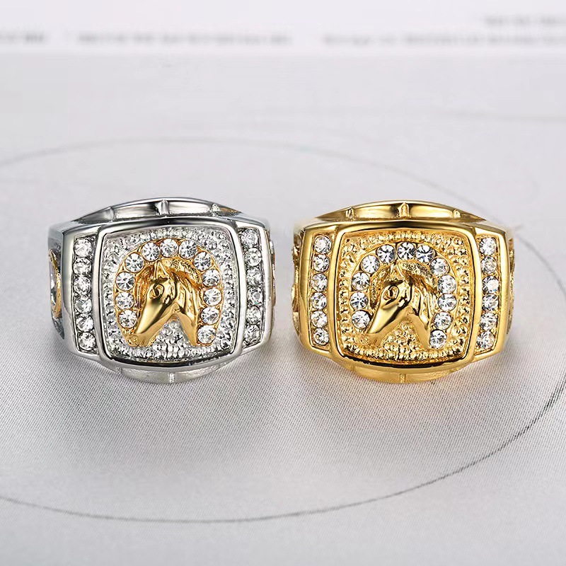 1 Piece Quantity Men's Hip-Hop Rings Horse Titanium Steel Men Signet Rings