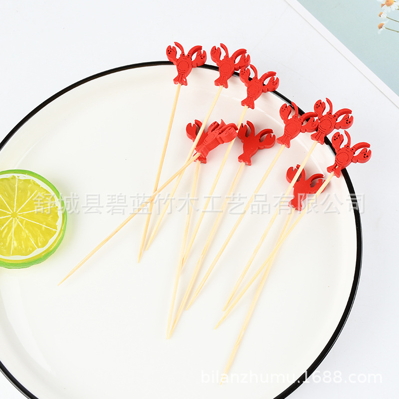 Animal desechable palillos de bambú palillos de frutas creativos palillos de dientes de frutas decoración de cócteles de frutas plato de bocadillos horquilla