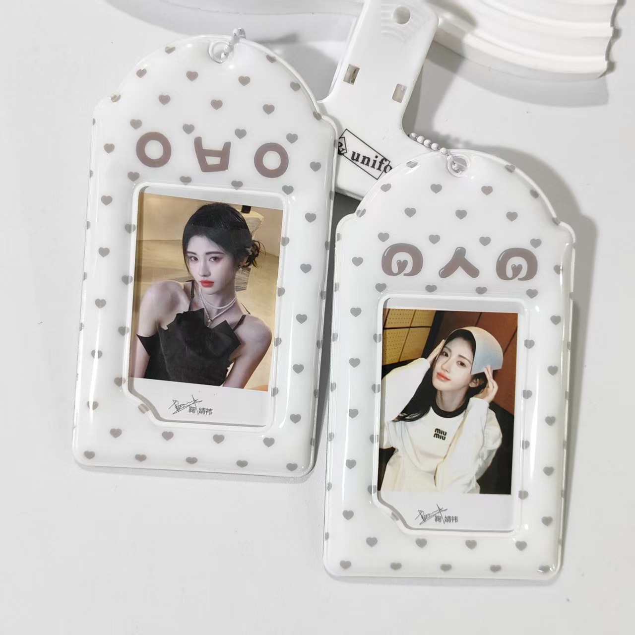 Ins-Style Gray Emoji 3inch Card Holder Pendant Celebrity Photo Storage Acrylic Keychain Student Accessory