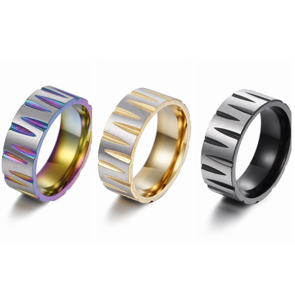 Anello unisex in titanio acciaio spazzolato opaco colorato_voghion.com