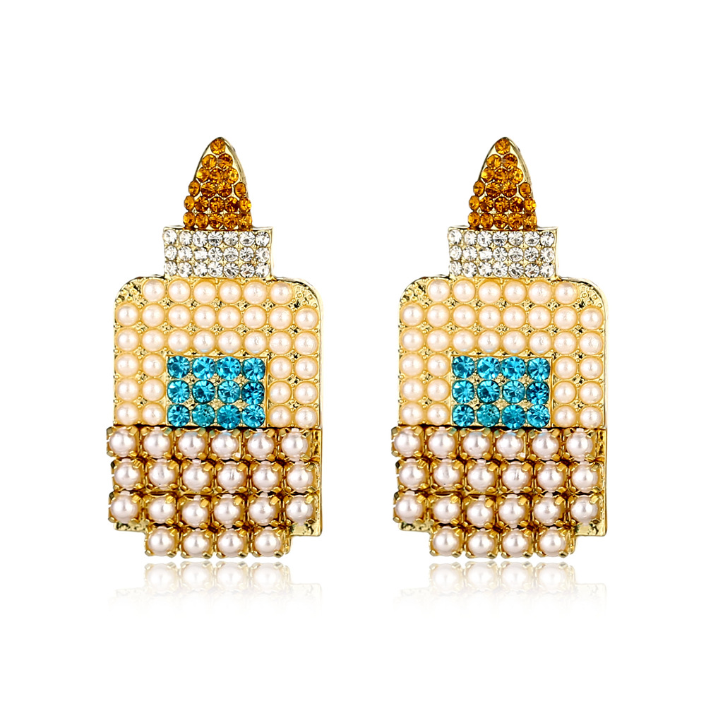 Wholesale Creative Alloy Diamond-studded Beads Pearl Earrings Nihaojewelry display picture 5