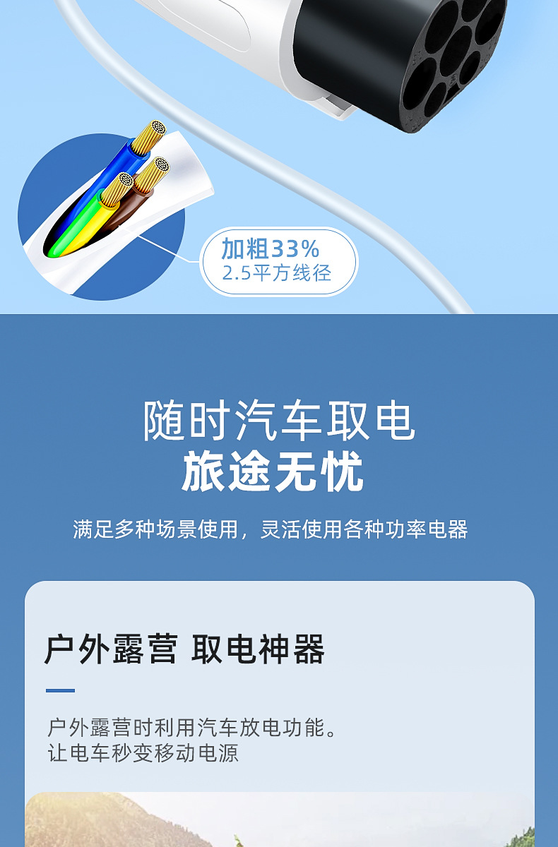 New Energy Vehicle Discharge Gun, External Discharge Plug Device, High-Power Power Strip, Outdoor Camping Essential, Overload Protection