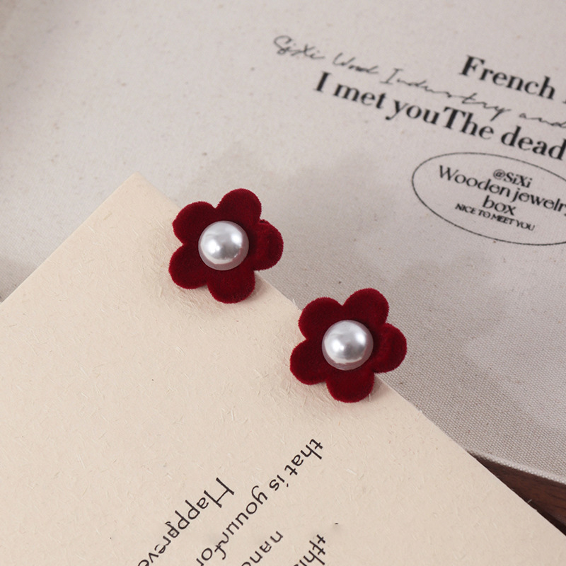 X1-056 flocked red flower pearl style single