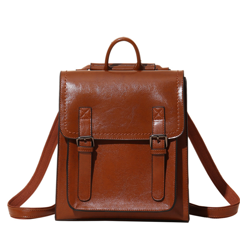 Women's Backpack 2022 New European And American Style Versatile Leather Women's Bag Fashion Oil Wax Leather Women's Backpack Backpack