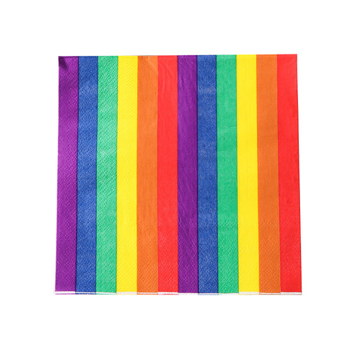 Factory New Color Printed Napkin Rainbow Paper Facial Tissue Handkerchief Paper Party Wood Pulp Tissue Wholesale