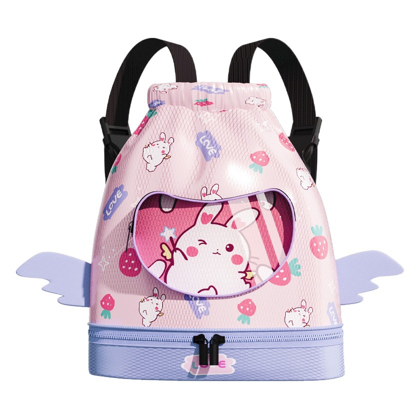 Swimming Bag Children's Dry and Wet Separate Portable Cute Cartoon Waterproof Backpack Storage Backpack for Boys and Girls