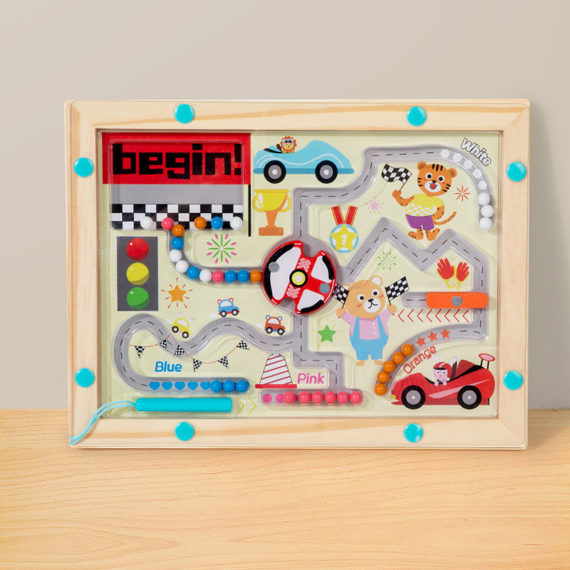 Puzzles transfronterizos para niños Magnetic Walking Labyrinth madera color tablero de clasificación de recuento de juguetes de educación temprana para bebés Monty al por mayor