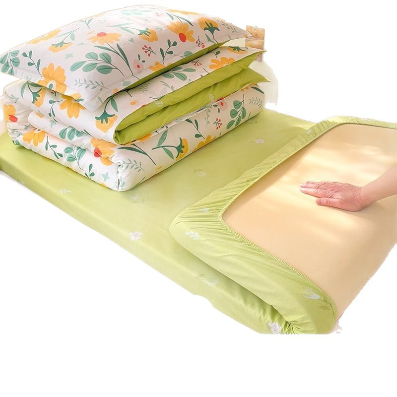 Ropa de cama de algodón de tres piezas Ropa de cama para dormitorio de estudiantes Ropa de cama de algodón Funda de edredón Cama individual Colchón de 90x200 Seis