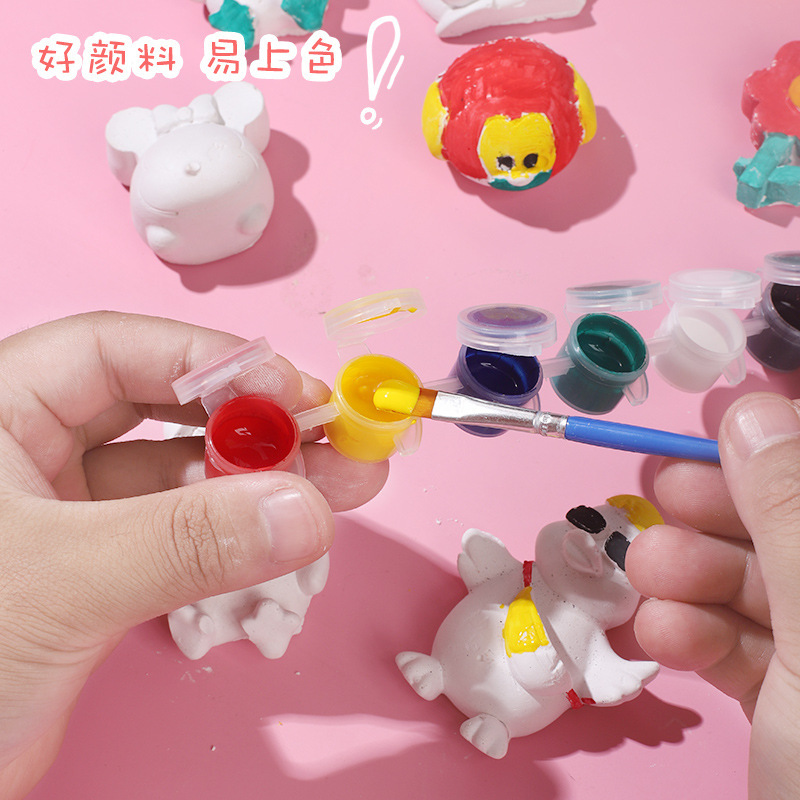 Muñecas de yeso cuadradas para pintar, juguetes de yeso para pintar a mano, graffiti de dibujos animados, juego de muñecas de yeso para colorear