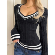 T 73907 V-neck Long Sleeve Sweater V �쳤��Ůë�¿羳��